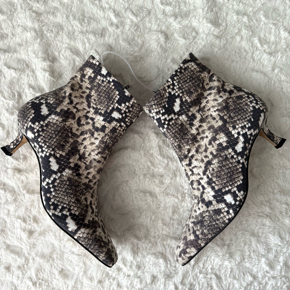 NEW Gianni Bini Snake Print Kitten Heel Leather Booties